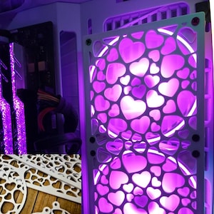 Heartburst / Love Shower Gaming Computer Artisan Fan Shroud / Grill / Cover - Petals - Custom 3D Printed - 120mm, 140mm, 200mm - Hearts