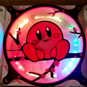 Sakura Kirby - Tri Color Gaming Computer Fan Shroud / Grill / Cover - Nintendo - Custom 3D Printed - 120mm, 140mm