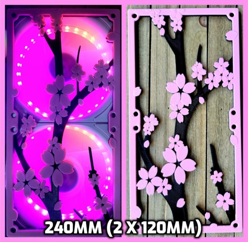 Sakura Cherry Blossom Branch Collection Dual Color Gaming Computer Artisan Fan Shroud / Grill / Cover Custom 3D Printed image 6