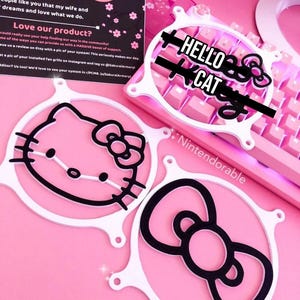Kawaii Pink Cat Gaming Computer Fan Shroud / Grill / Cover Collection • Custom 3D Printed • Kawaii RGB PC Accessory