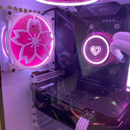 Sakura Cherry Blossom Logo V2 Gaming Computer Fan Shroud / Grill / Cover - Personnalisé Imprimé en 3D - 120mm, 140mm