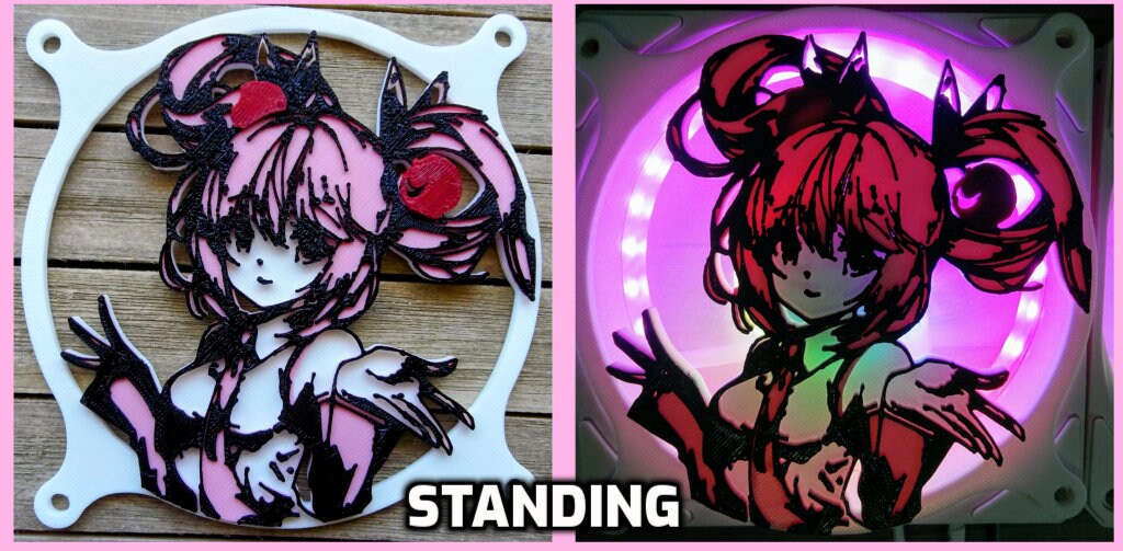 Miku Computer Fan Sakura Miku QUAD Color Gaming Computer Fan Shroud / Grill / Cover ...