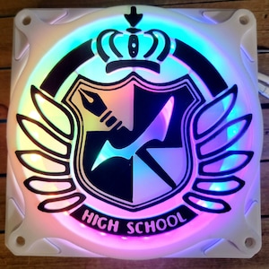 Hopes Peak Academy Emblem - Artisan Dual Color Gaming Computer Fan Shroud / Grill / Cover - Danganronpa - Custom 3D Printed - 120mm, 140mm