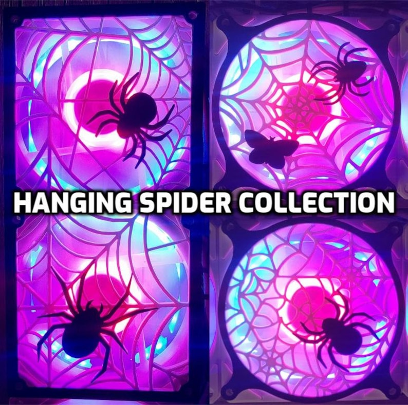 Spider Web Pc Rig Hanging Spider Collection Computer Fan Grill - Dual Color 3D Printed ...