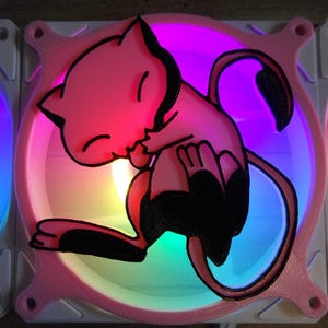 Mythic Kitten  Gaming Computer Fan Shroud / Grill / Cover - Kawaii - Custom 3D Printed - 120mm, 140mm