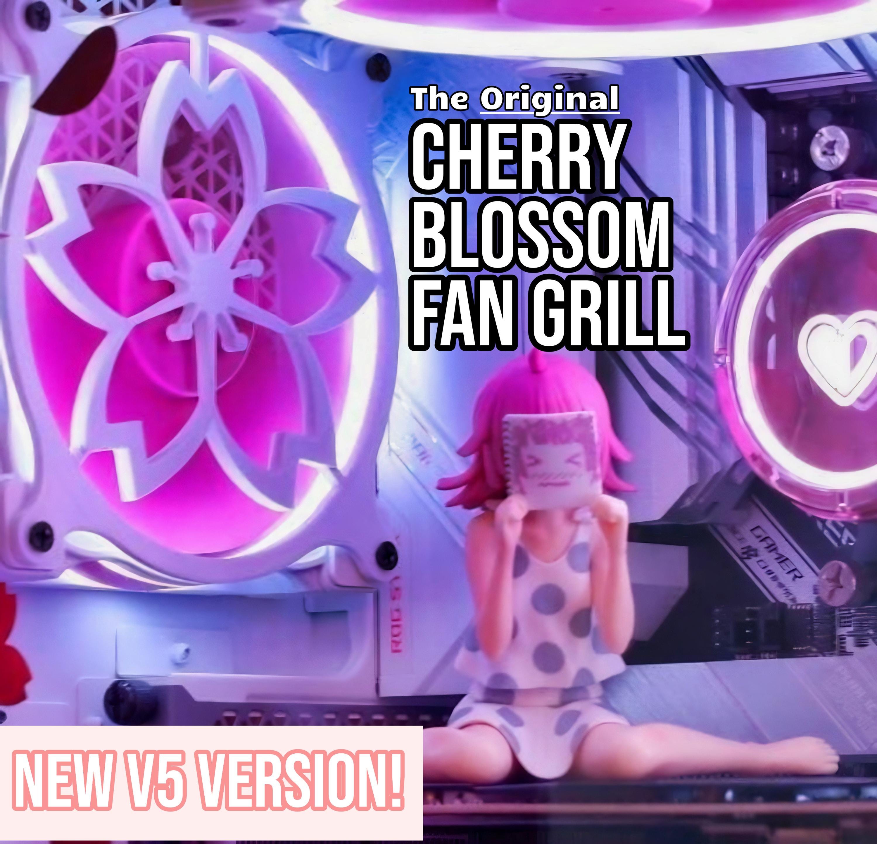 Sakura Cherry Blossom Logo V2 Gaming Computer Fan Shroud / Grill / Cover - Custom 3D Printed - 120mm, 140mm