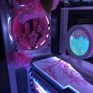 Sakura Cherry Blossom Branch Collection Dual Color Gaming Computer Artisan Fan Shroud / Grill / Cover Custom 3D Printed image 3