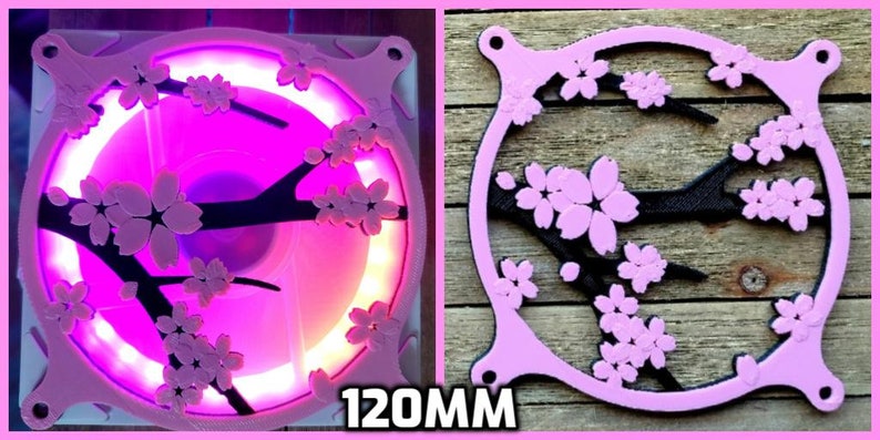 Sakura Cherry Blossom Branch Collection Dual Color Gaming Computer Artisan Fan Shroud / Grill / Cover Custom 3D Printed image 5