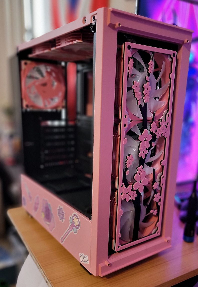 Sakura Cherry Blossom Branch Collection Dual Color Gaming Computer Artisan Fan Shroud / Grill / Cover Custom 3D Printed image 8