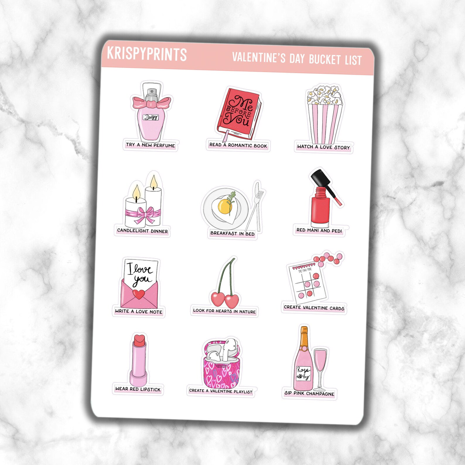 Valentine's Day Bucket List Valentines Planner Stickers | Etsy
