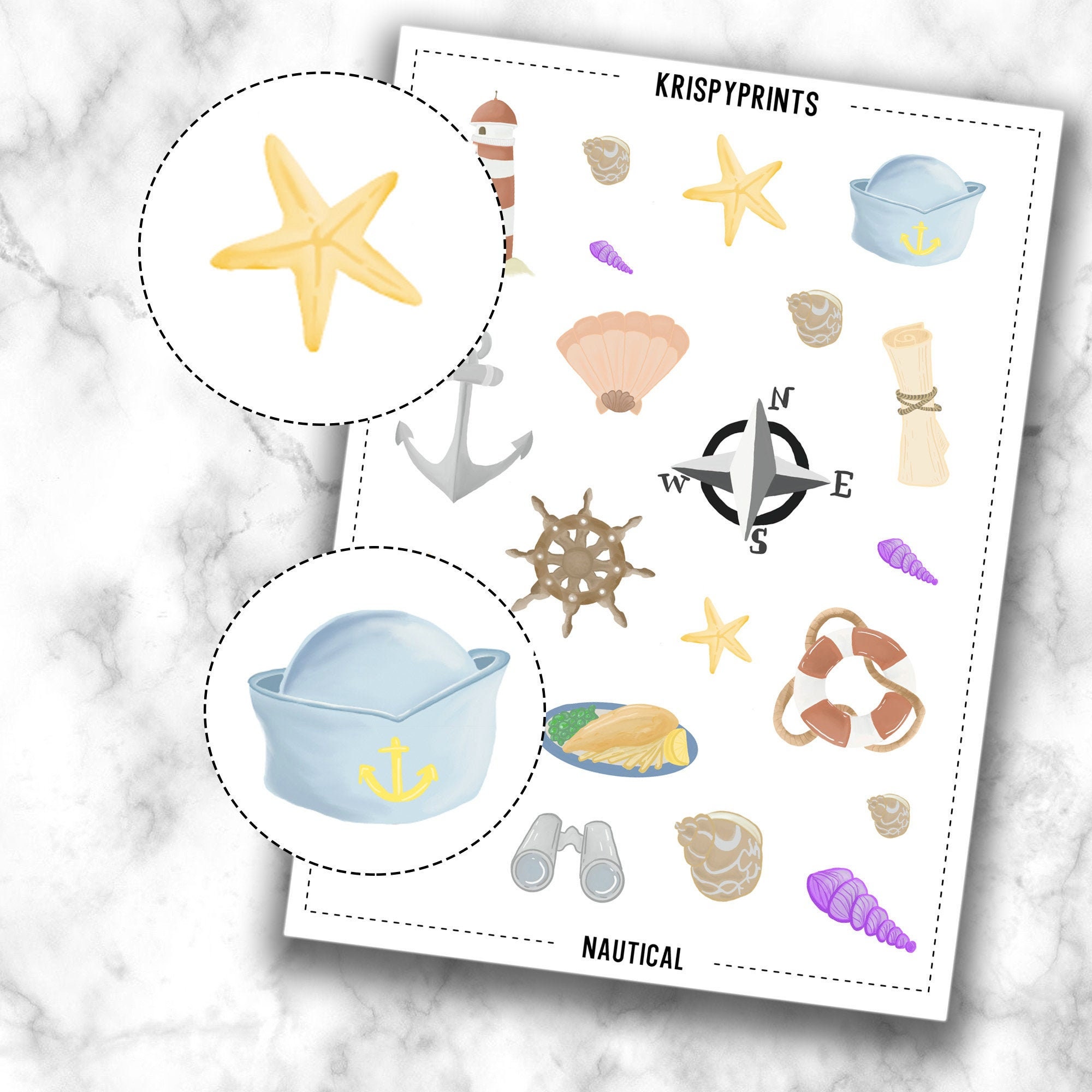 Nautical Stickers Nautical Sticker Sheet Sea Side Sticker | Etsy