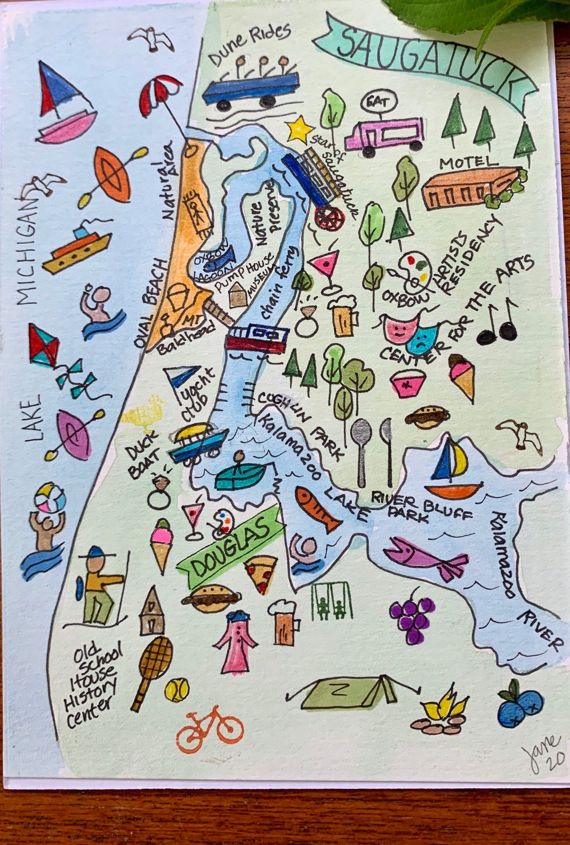 Saugatuck Douglas Michigan Map Map Wall Art up North Map Etsy