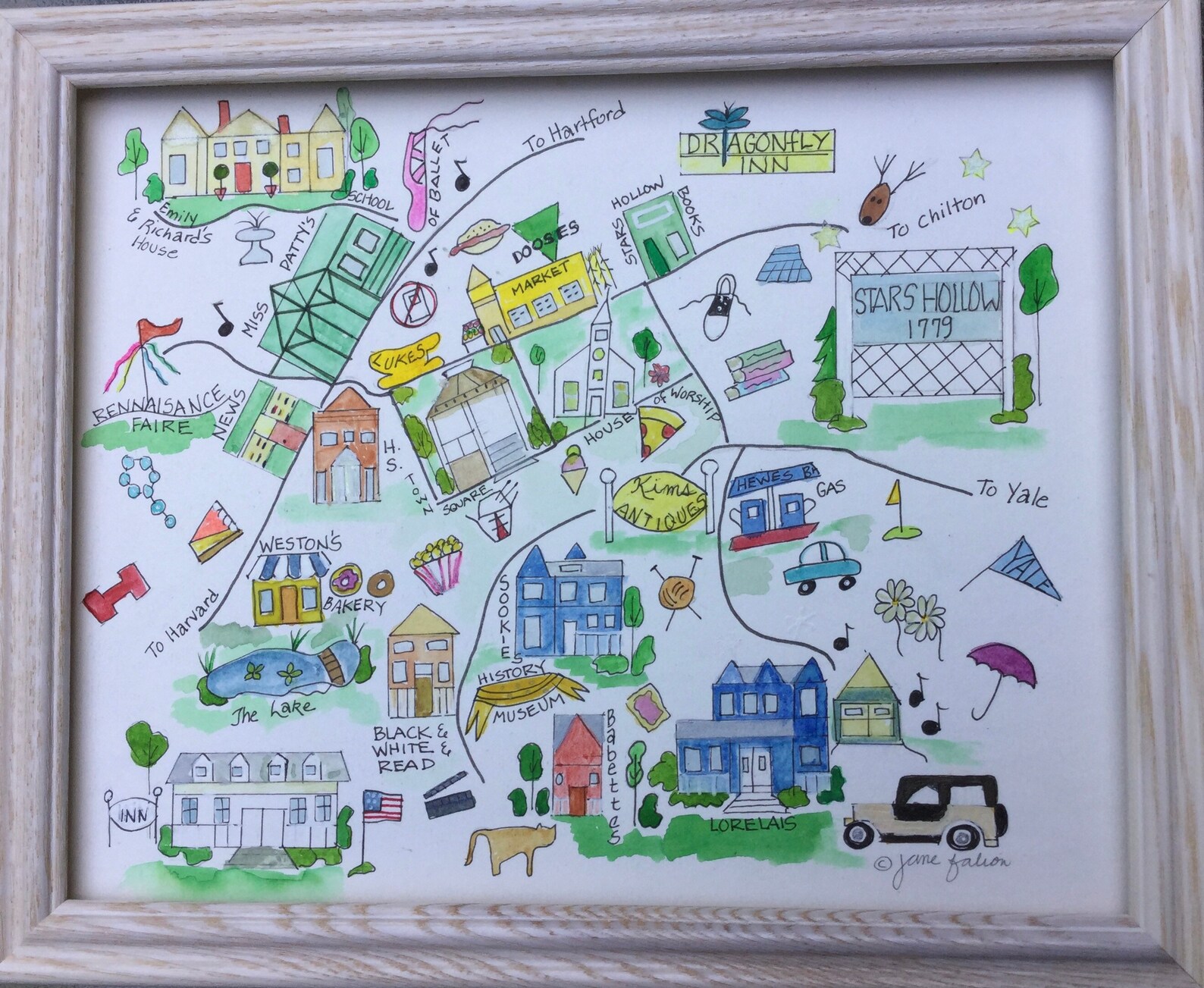 Stars Hollow Gilmore Girls Stars Hollow tourist map Stars Etsy