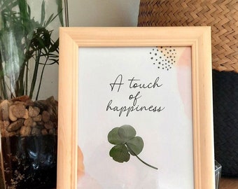Real 4-leaf clover / Happiness painting / Birth painting / personalized / Happiness frame / Lucky painting