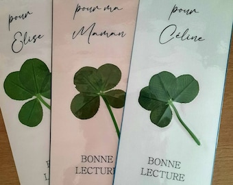 Lucky bookmark 4-leaf clover / Original bookmark / Clover bookmark / Personalized bookmark / first name / happiness