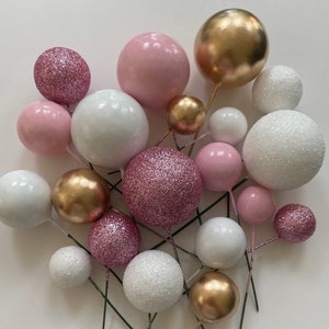 Taartboltoppers, rosé-witgouden taartdecoraties 20st