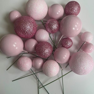 Taartboltoppers, roze gemengde cakedecoraties 20st