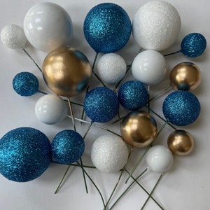 Cake ball toppers, blue white gold Chelsea Fc cake dorations, 20 pieces