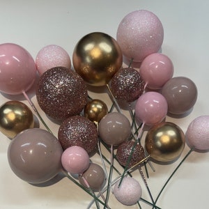 Taartboltoppers, roségouden taartdecoraties 20 stuks