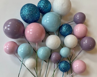 Cake ball toppers, Frozen cake decorations, frozen cake topper, 20pcs pink purple blue white