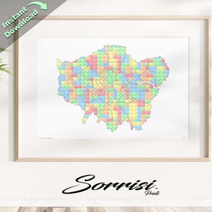 Block London United Kingdom - Pastel, Mapa, Gotowy do plakatu, Natychmiastowe pobranie cyfrowe, Sztuka ścienna, SVG, JPG, „Inspirowane wyobraźnią dziecka”