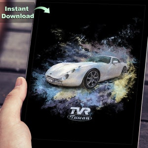 TVR Tuscan, in-line six, Portrait & Landscape, Oil Painting Effect, Textured, Digital, Print, WallArt, Decoration, Gift, Download,SVG,JPG