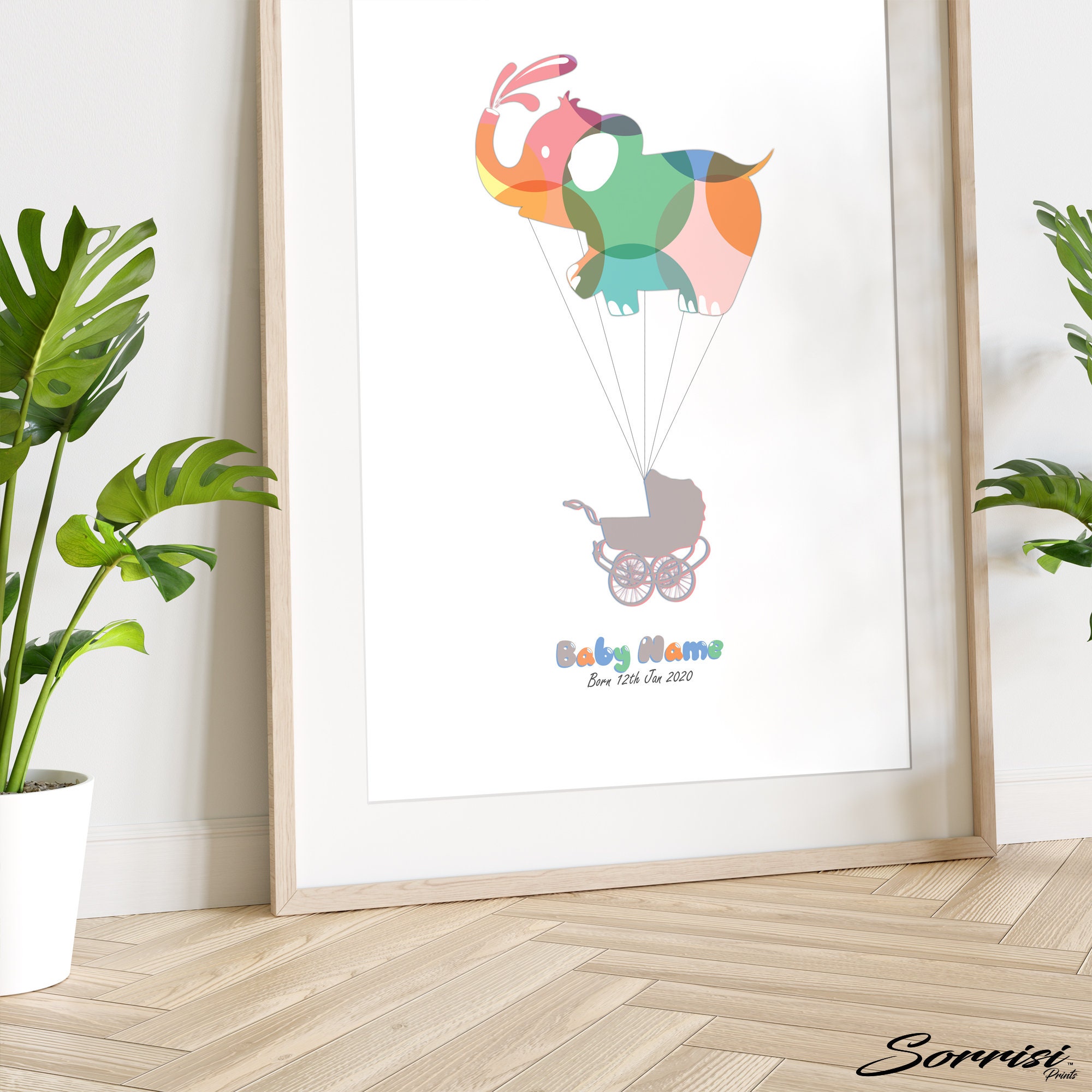 Personalised New Baby Gift Elephant/parm Balloon Delivery Etsy UK