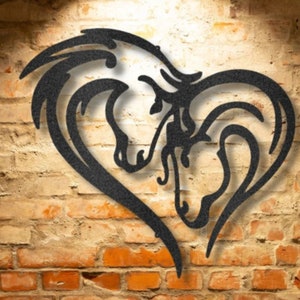 HORSE LOVE HEART Monogram Wall Art Heart Shaped Steel Sign Equestrians Love Horse Monogram Sign Home Decor Wedding Gift