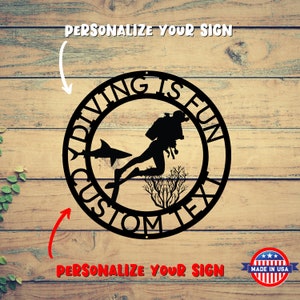Personalized Scuba Diving Steel Sign: Beach House Wall Decor