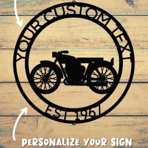 Personalized Biker Sign Motorcycle Wall Art Monogram Steel Sign Garage Wall Decor Fathers Day Gift Customized Biker Gift