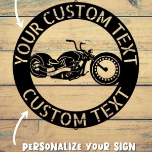 MOTORCYCLE SIGN Personalize Gift Customize Motorcycle Monogram Wall Art Decor Steel Wall Art Home Decor Garage Sign