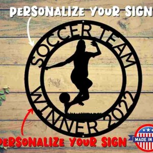 Soccer Name Sign Monogram Steel Sign Personalize Soccer Wall Art Home Decor Sport Room Wall Art Decor Christmas Gift