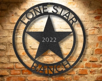 Personalized Texas Star Metal Sign: Custom Family Name, Established Date