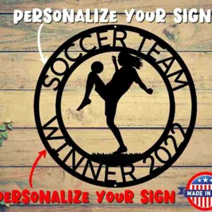 SOCCER NAME SIGN Monogram Steel Sign Personalized Soccer Wall Art Home Décor Sports Room Wall Art Décor Christmas Gift
