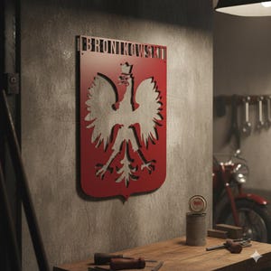 Personalized Polish Eagle Steel Sign: Monogram Home Decor, poland Lover Gift