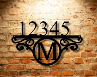 HOUSE NUMBER SIGN Monogram Wall Art Initial Monogram Wall Art Custom House Number Steel Decor Custom Sign Home Decor