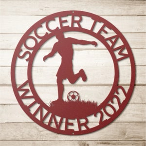 PERSONALIZED SOCCER SIGN, Sports Steel Name Sign, Coach Gift Idea, Custom Soccer Monogram Wall Art, Sports Room Décor