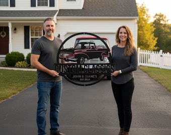 F-100 Pickup Garage Sign - Personalized Vintage Farm Truck Metal Wall Art for Dad