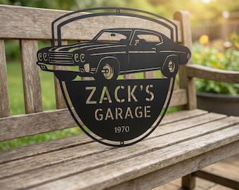 1970 Chevelle SS Garage Sign – Personalized Metal Muscle Car Wall Art for Shop or Man Cave