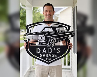 Lowrider Gifts, Car Club Plaque Style Steel Garage Sign, Personalized 60s Hardtop Wall Art for 1964 Impala Owners
