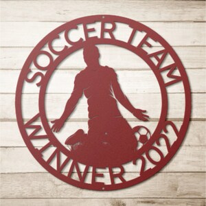 CUSTOM SOCCER SIGN Monogram Steel Sign Personalized Player Wall Art Sports Room Décor Soccer Wall Monogram Gift Idea
