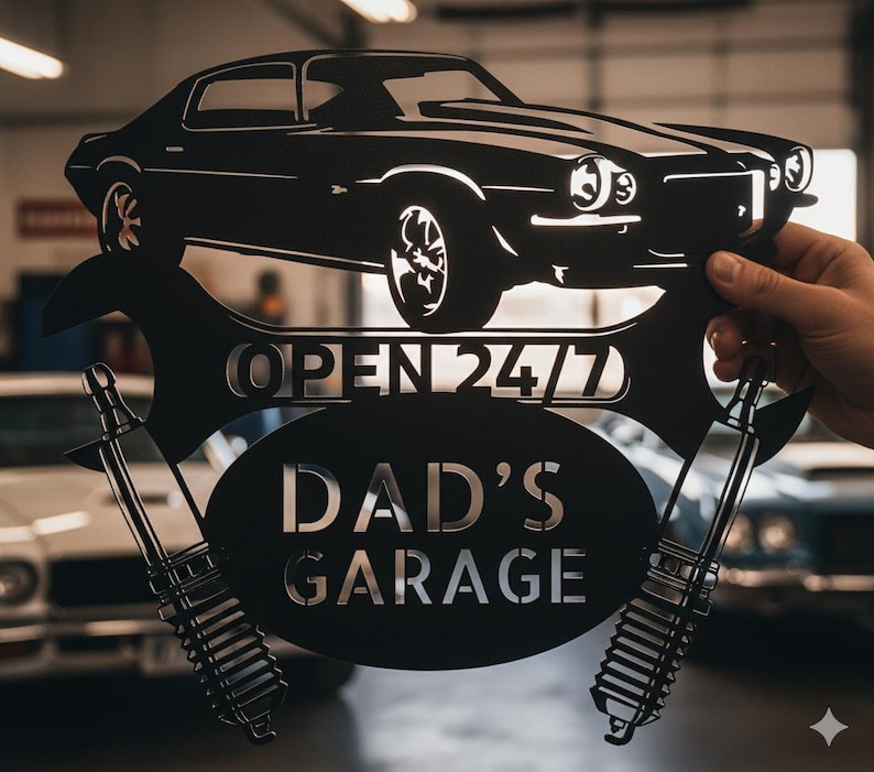 Custom Car Metal Wall Art from Photo, Laser Cut Steel Garage Sign for Car Lovers, Christmas Gift for Him image 20
