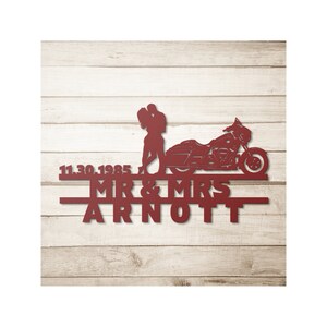 CUSTOMIZED Mr And Mrs Harley Davidson Sign, Anniversary Date Sign, Biker Couple Wedding Gift, Biker Wall Art Home Decor