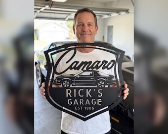Car Guy Gifts, Dad Garage Sign, Mens Christmas Gift, Personalized 80s Coupe Metal Wall Art for 1986 Camaro Z28 Owners