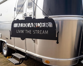 Personalized Retro Travel Trailer Metal Sign - Monogrammed Vintage Camper RV Decor