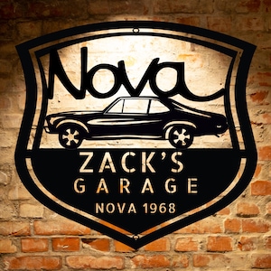 1968 Chevy Nova Wall Art – Vintage Muscle Car Decor – Garage Metal Sign & Retro Auto Wall Decor for Car Lovers
