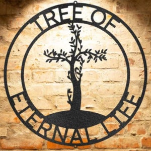 TREE OF ETERNAL Life Sign Monogram Steel Sign Custom Tree of Eternal Life Wall Art Decor Religious Gift Christian Gift