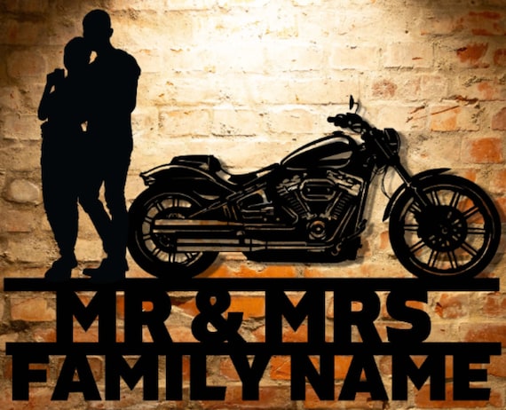Harley Davidson Sign Anniversary Gift for Couple Motorcycle Wall