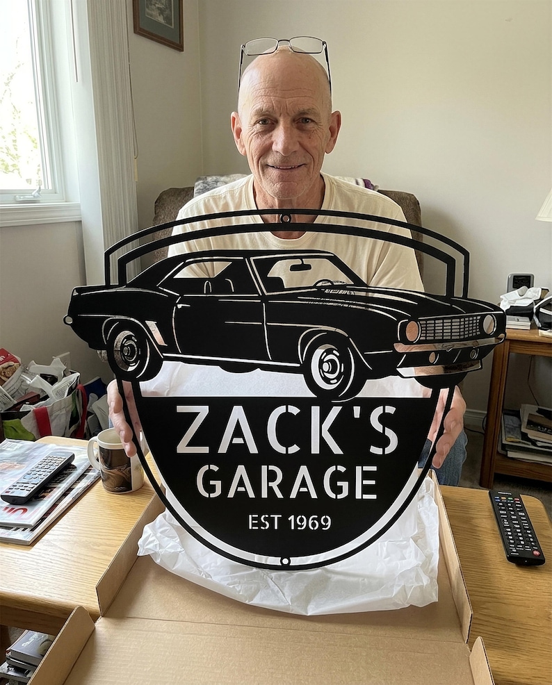 Custom Car Metal Wall Art from Photo, Laser Cut Steel Garage Sign for Car Lovers, Christmas Gift for Him image 19