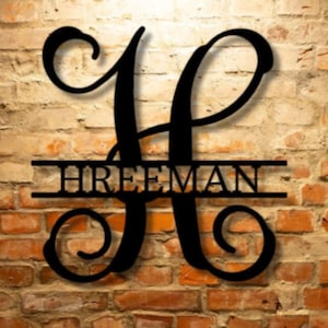 Family Name Sign, Personalized Wedding Gift, Custom Monogram Name Letter Sign, Laser Cut Coated Home Décor